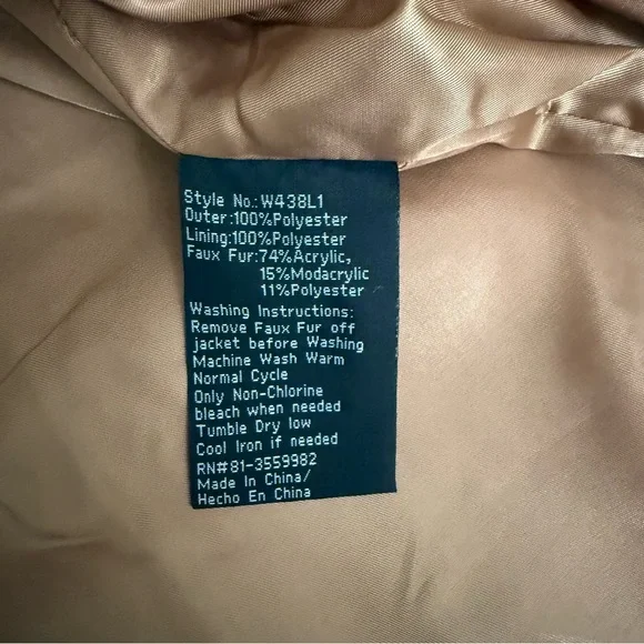 Khaki removable faux fur belted wrap pea coat - Picture 14 of 14